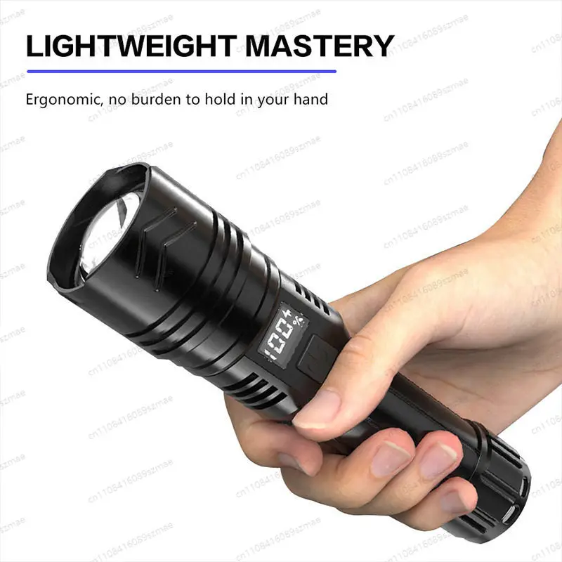 

100000LM High Focus Rechargeable Flashlight Long Lasting Ultra Bright for Outdoor Camping Hiking Hunting Emergency Exploration