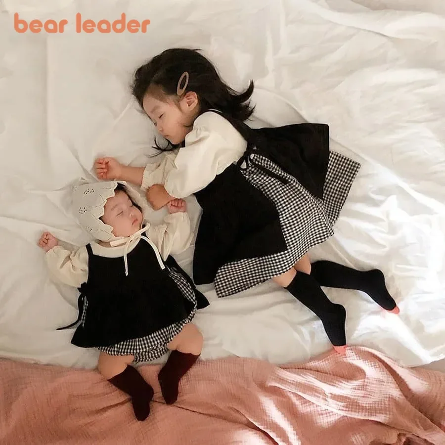 

Bear Leader Spring Baby Clothing Plaid Kids Dress Baby One-Piece Romper Crawling Clothes Sister Suit Cute Girls Dresseses