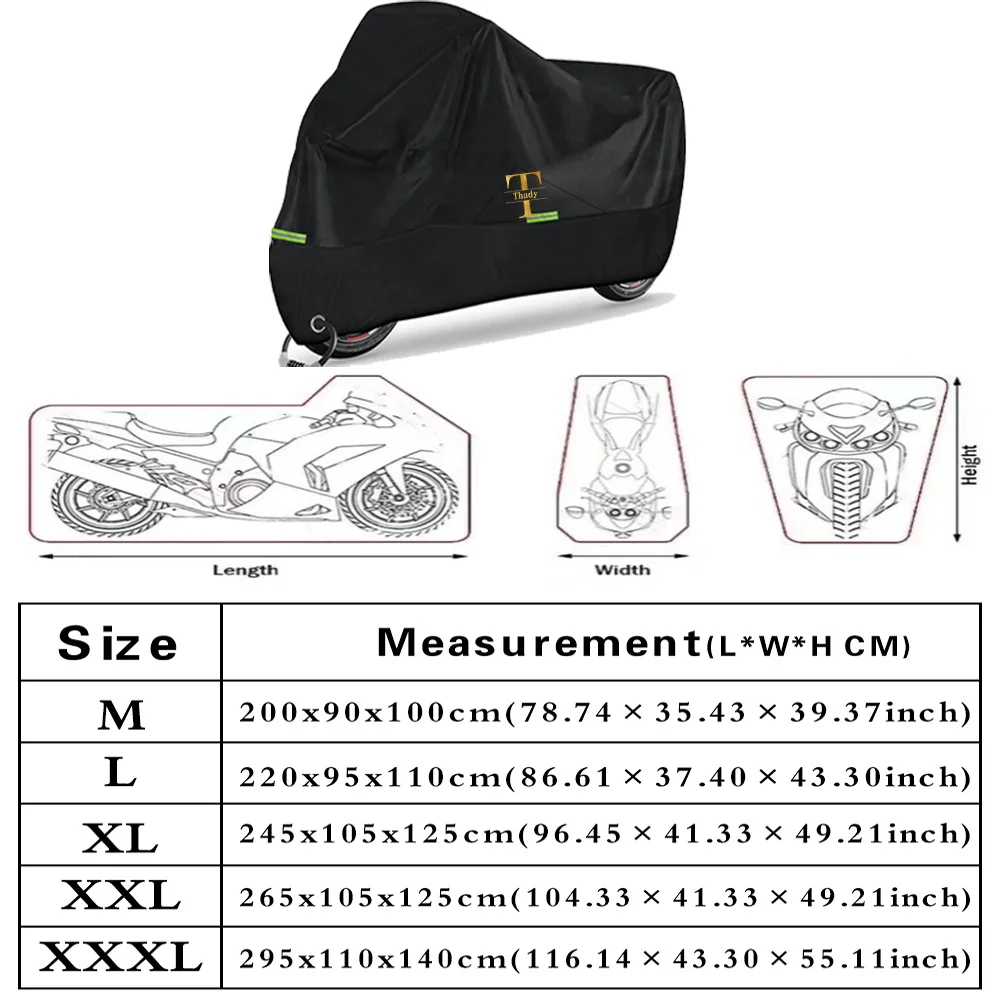 غطاء دراجة نارية M L XL XXL XXXL عالمي خارجي مضاد للأشعة فوق البنفسجية غطاء سكوتر مقاوم للماء والغبار مقاوم للماء