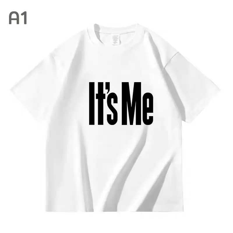 It's ME 'Letter' Pure Cotton Printed Men's and Women's Personalized Short Sleeved New Fashion Casual Trend Round Neck T-shirt