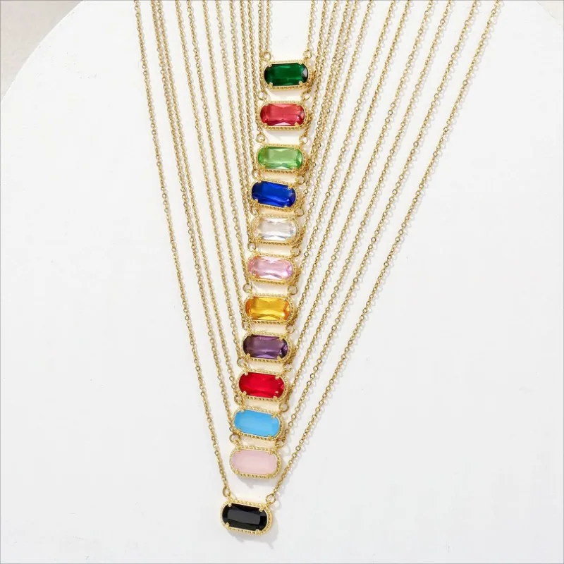 العلامة التجارية مطلية بالذهب 12 جوهرة الميلاد الزجاج كريستال قلادة فاخرة مصمم المجوهرات للنساء عيد ميلاد موضة حفل زفاف هدية #1