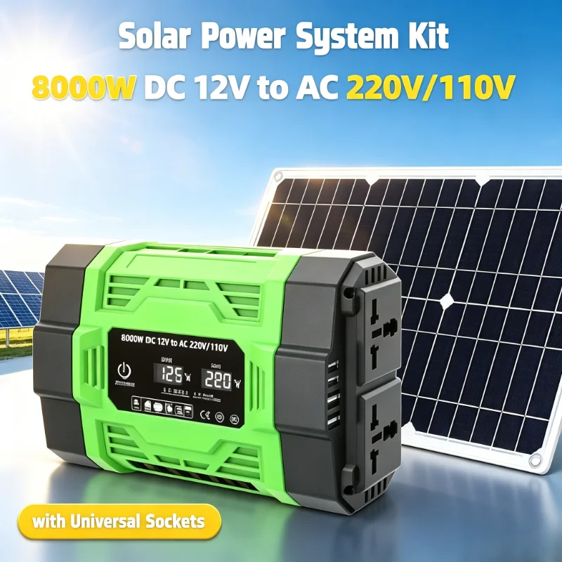8000W Complete Solar Kit with Inverter 600W Panel 100A Controller for RV, Camping, and Emergency Backup