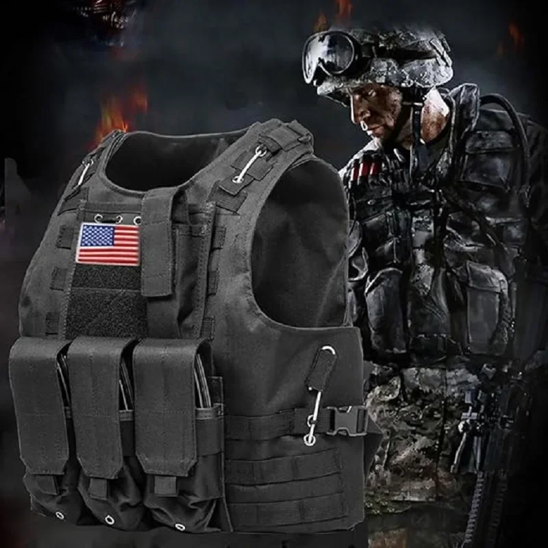 

Tactical Airsoft Paintball Vest Outdoor Equipment ForMen With Adjustable Buckles Molle System Detachable Hanging Tactical Vest