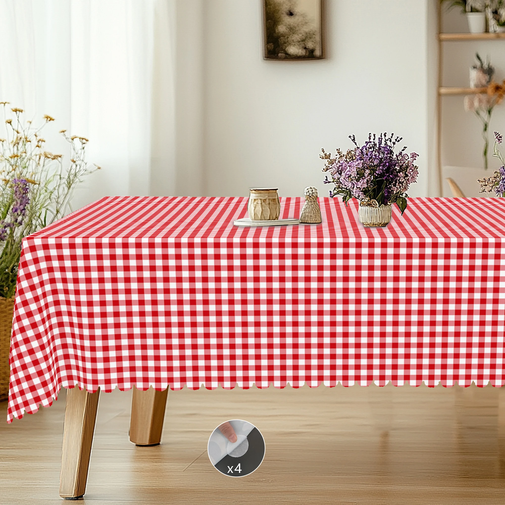 1 Piece Red Plaid Printed Tablecloth, Country Farmhouse Style, for Camping Style Picnic, Wedding Season, Anniversary, Mother's Day, Valentine's Day, Garden Birthday Party Decoration, Kitchen Accessories, Restaurant Terrace, Indoor and Outdoor Tablecloth, Perfect Gift for Friends, Multiple Sizes Available