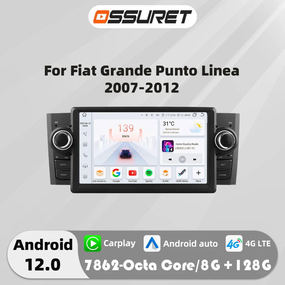 1din Android Car radio 7862 DSP Carplay for Fiat Grande Punto Linea 2007-2012 multimedia player Autoradio GPS Stereo 7