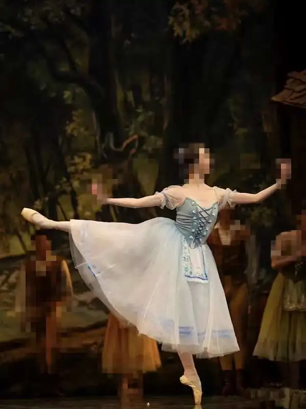 

Неступное синее балетное платье Giselle's для дочери-селянских вариантов для детей и взрослых, длинное платье для выступлений