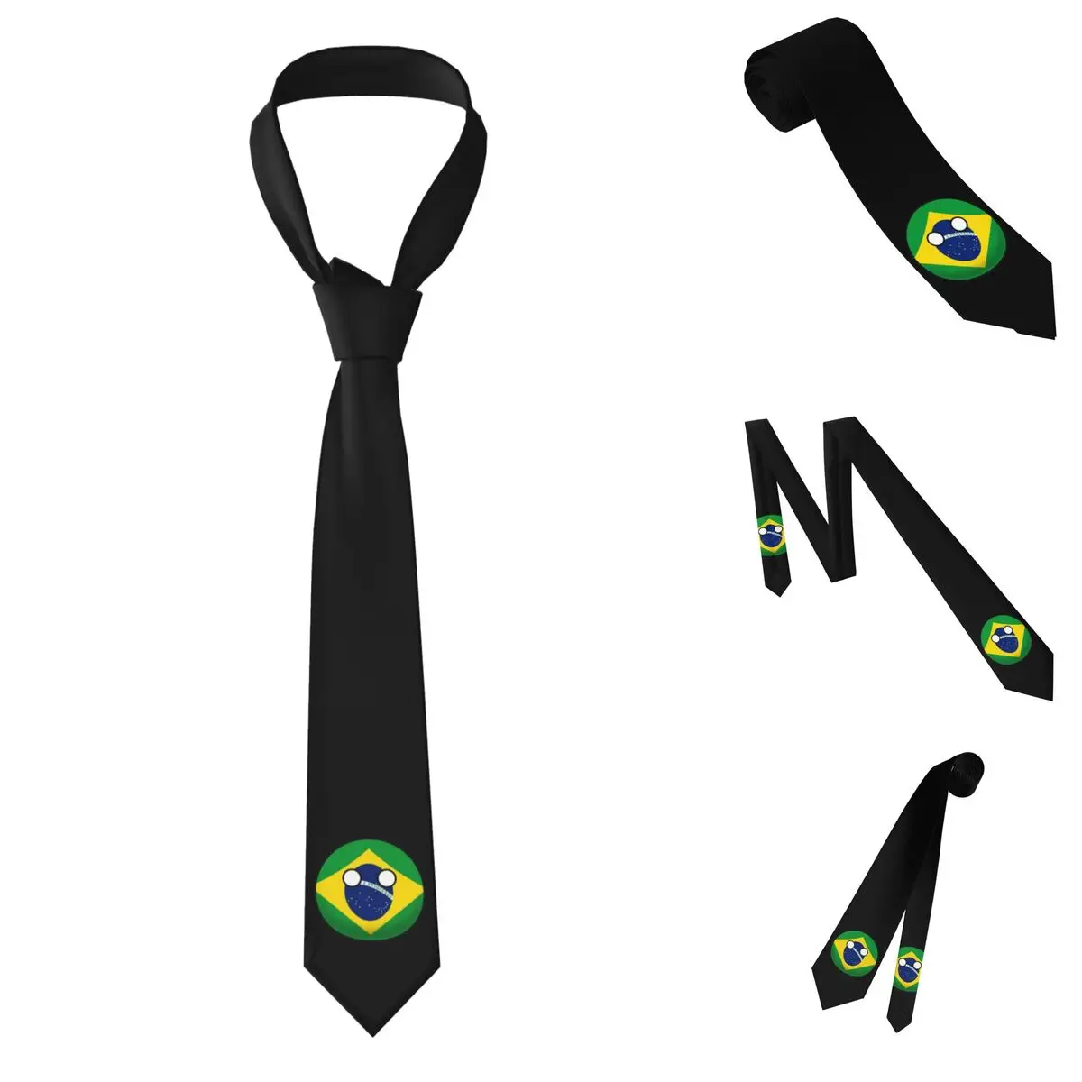 Brazil Countryball Necktie for Men Silk Polyester Slim Neck Ties Wedding Suits Tie Classic Gravatas