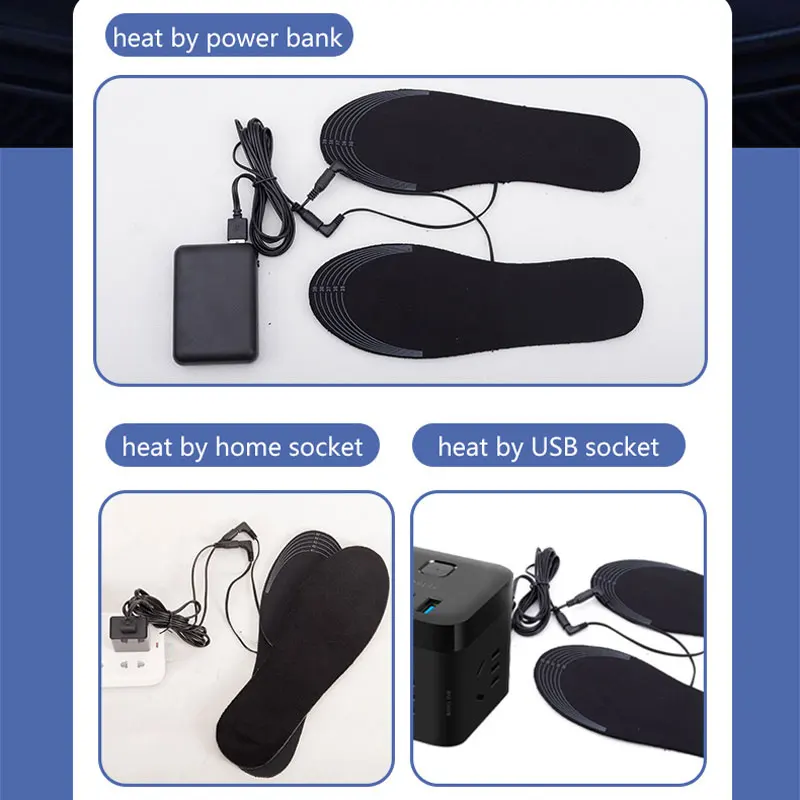 USB Electric Heated Insoles EVA Mat Feet Warmer Can Be Cut And Washable Thermal For Shoes Warming Foot Pad