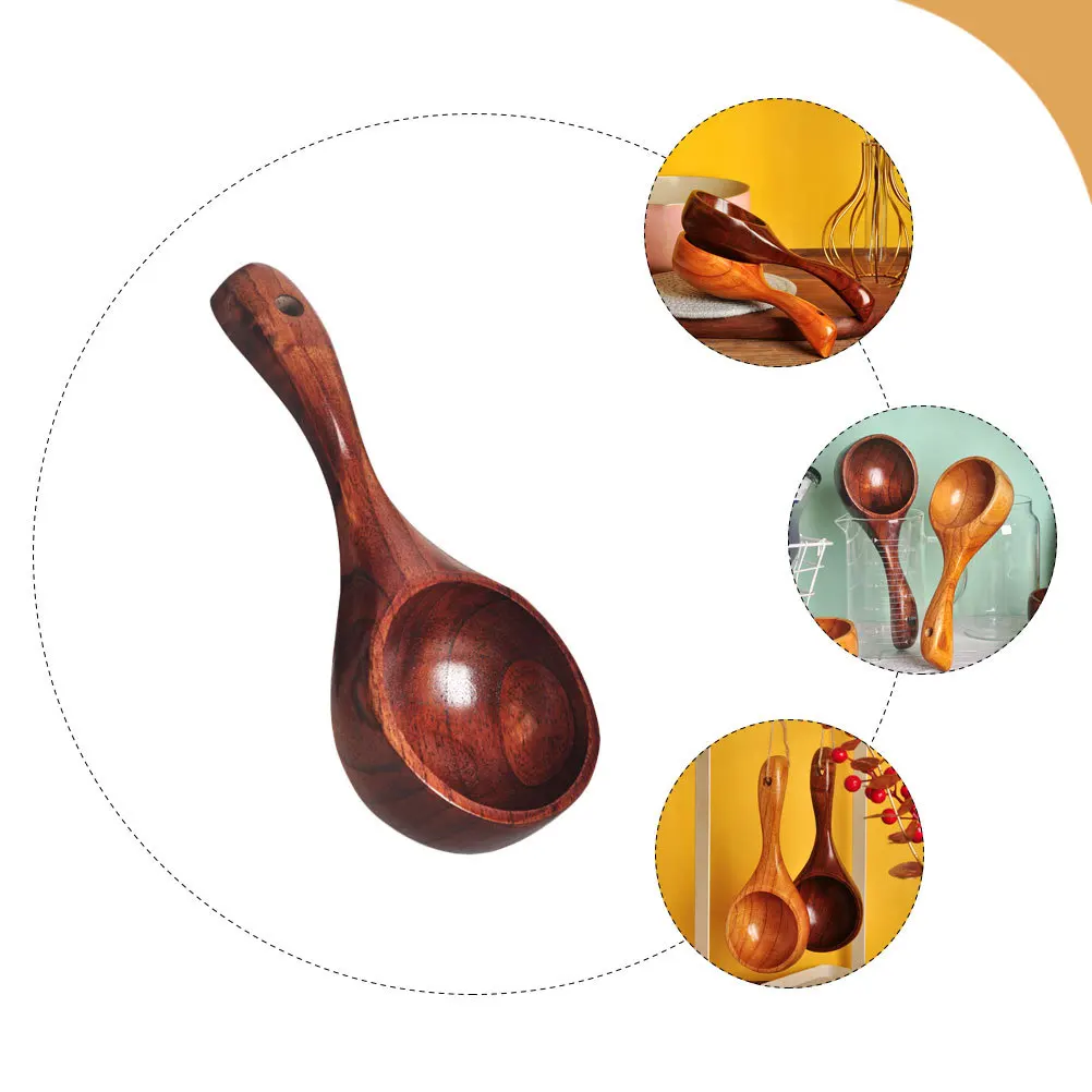 

Ergonomic Long Handle Rice Soup Scoop Wooden Water Ladle Non-Deforming Kitchen Tableware For Home Restaurant Use