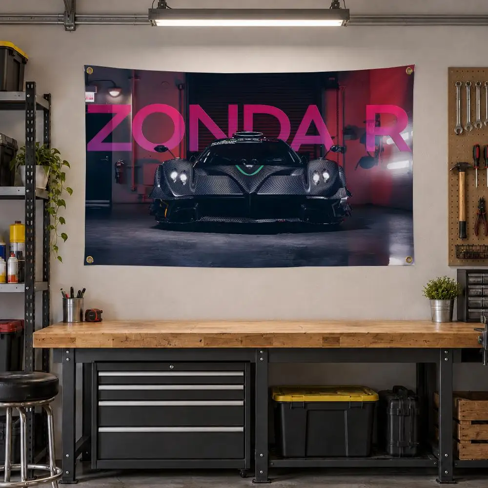 Hypercar Pagani Huayra Italian Exotic Flags Personalized Banner Flag Room Dorm Camping Picnic Garage Bar Outdoor Wall Decor