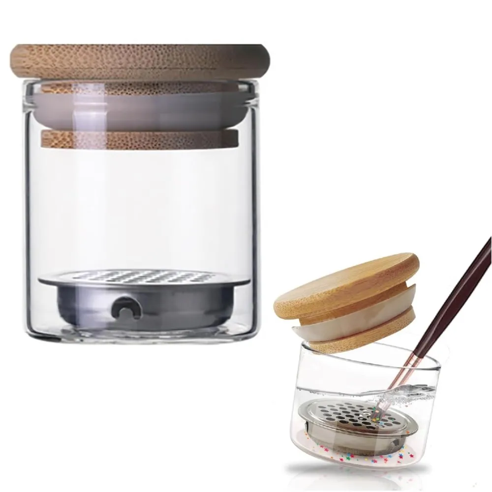 

Кисти для дизайна ногтей Чашка для мытья кистей для ногтей Dappen Dish с крышкой 5,8*5 см Блестящая акриловая жидкая пудра для ногтей Чашка для удаления E8@