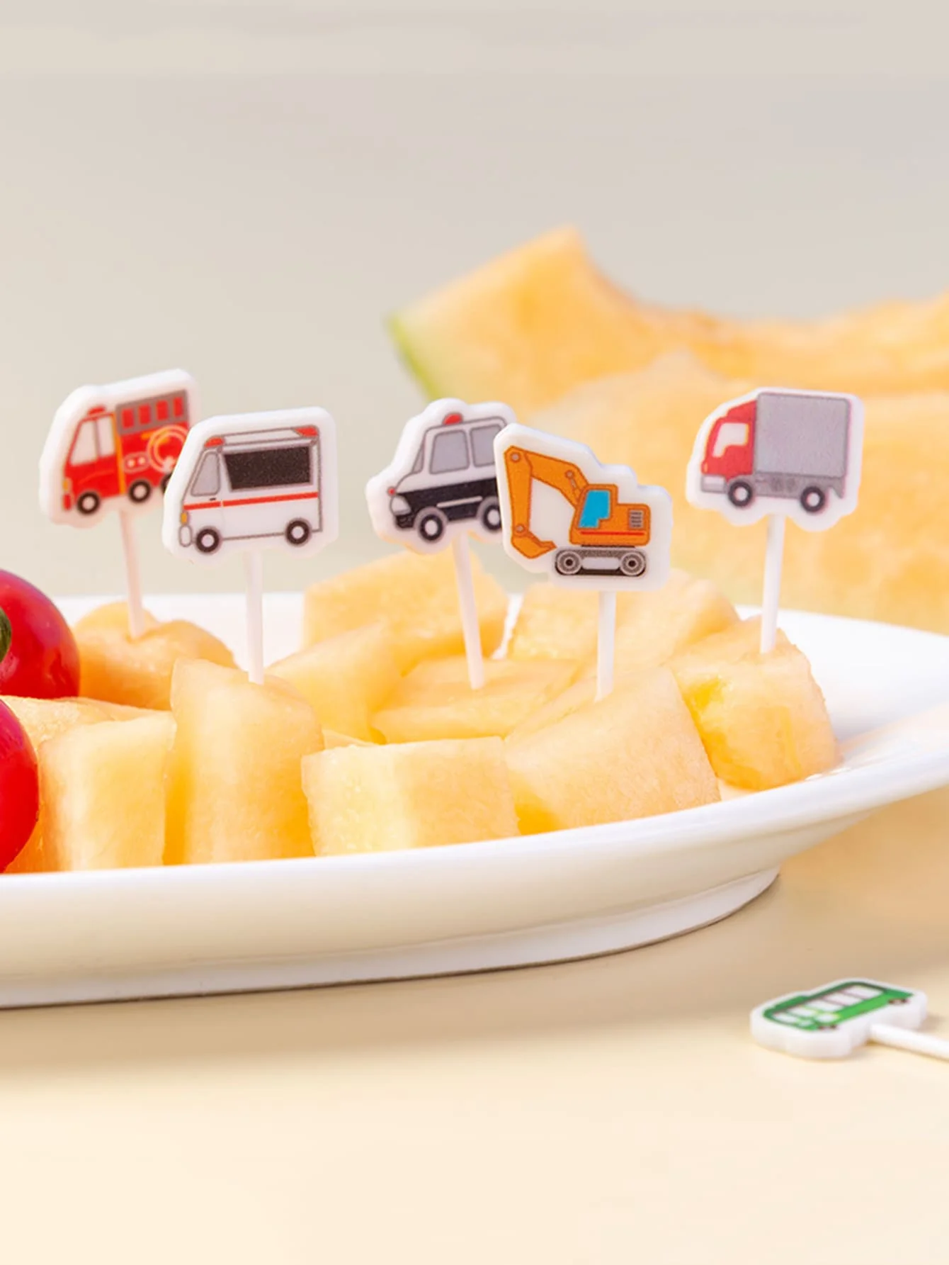 1set Car Castle Vegetable Crockery Cute Mini Toddler Children Fruit Forks Toothpicks Kids Food Picks Cartoon