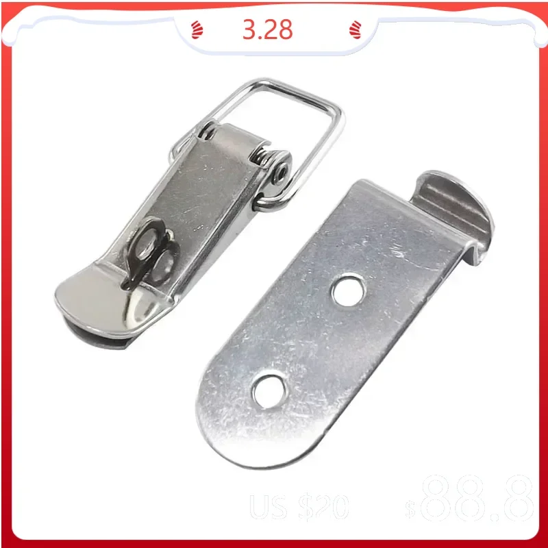 90 Degrees Duck-mouth Buckle Hook Lock Stainless Steel Spring Loaded Draw Toggle Latch Clamp Clip Silver Hasp Latch Catch Clasp