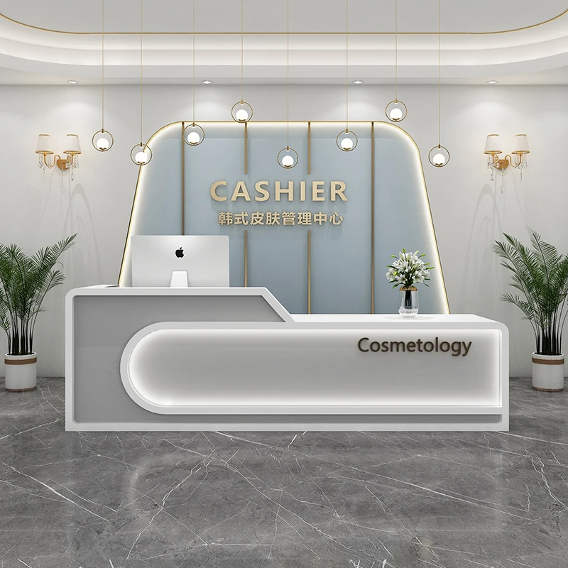 Hairdressing Reception Furniture Counter Table Beauty Institute Aesthetic Salon Desk Luxury Shop Service Entrance Tables Front