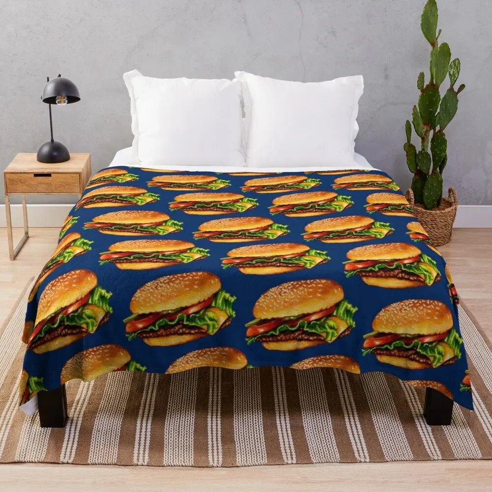 

Cheeseburger 3 Pattern Throw Blanket Cute Plaid Furrys Blankets