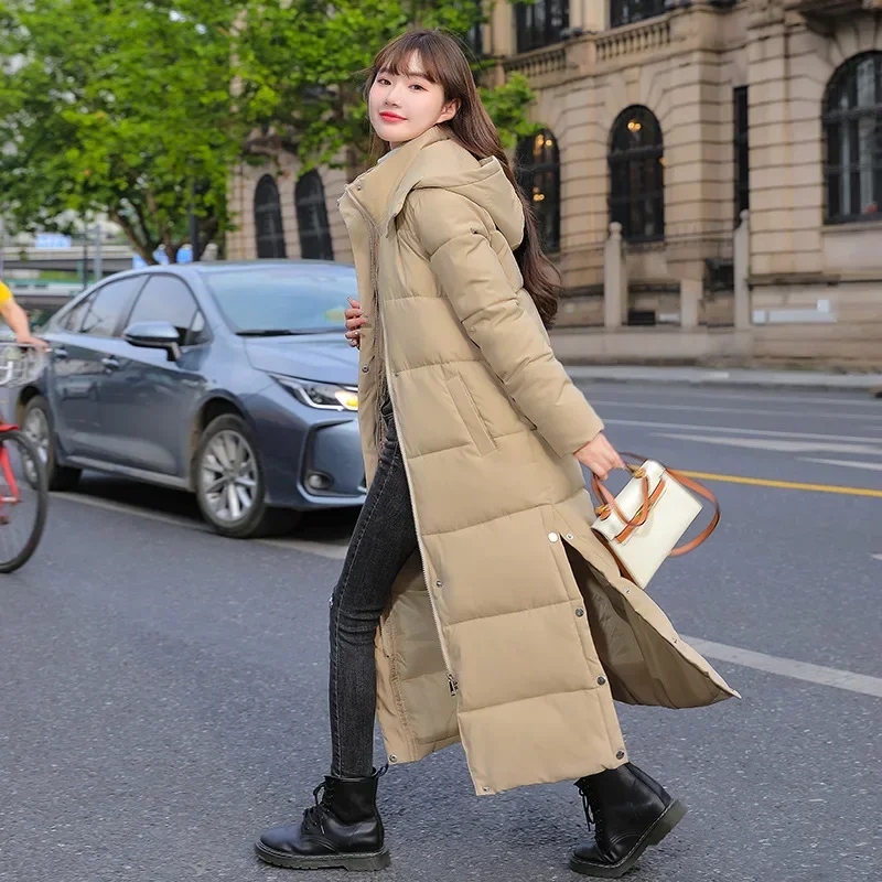 2025 Winter New Down Cotton X-long Parkas Women's Thick Warm Korean Padded Jacket Large Size 3XL Winter Clothes Women Coat