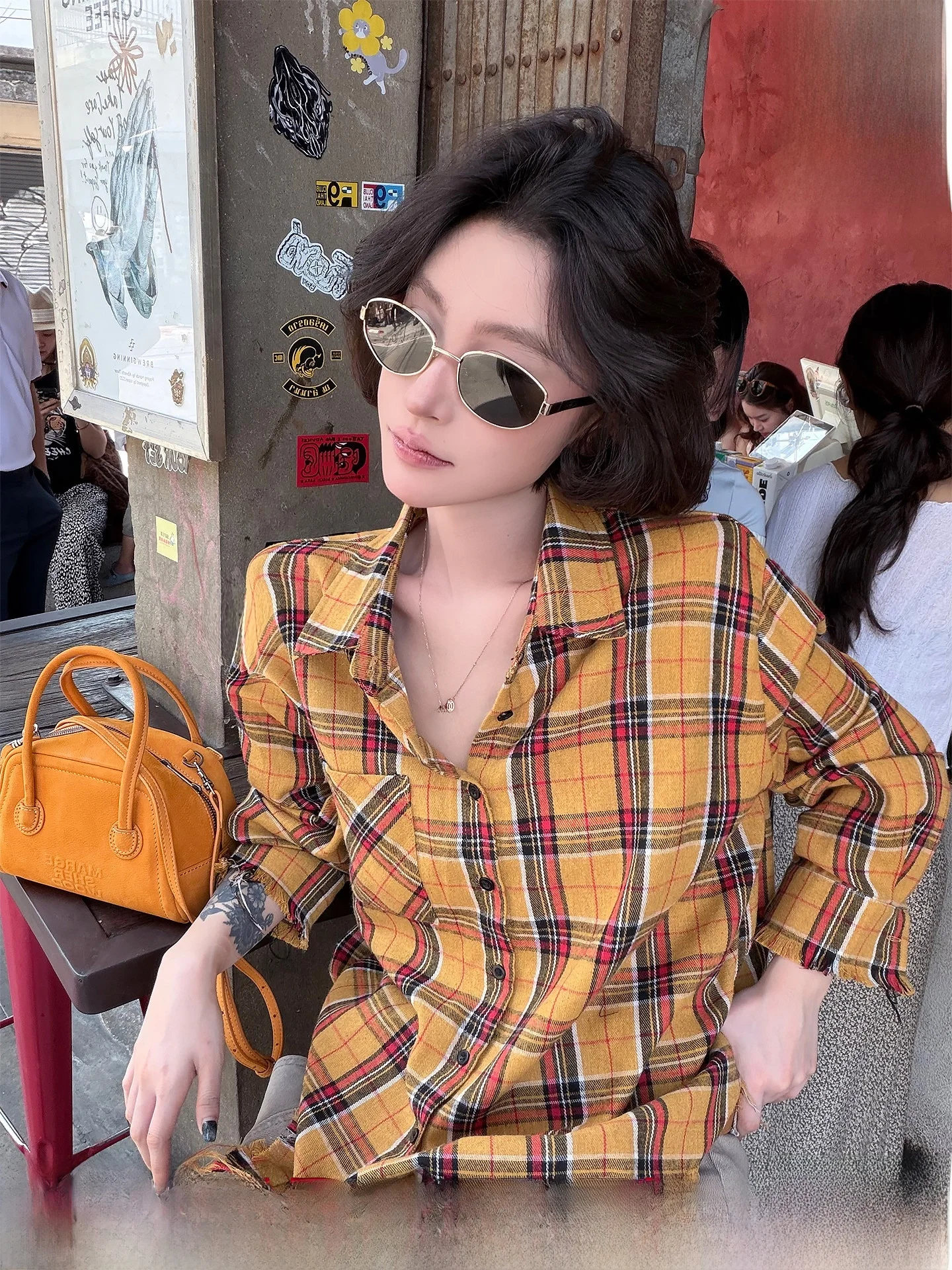 

Женский весенний повседневный кардиган Wutong в стиле ретро, в клетку, с длинными рукавами, свободного кроя, универсальный, с бахромой, свободного силуэта