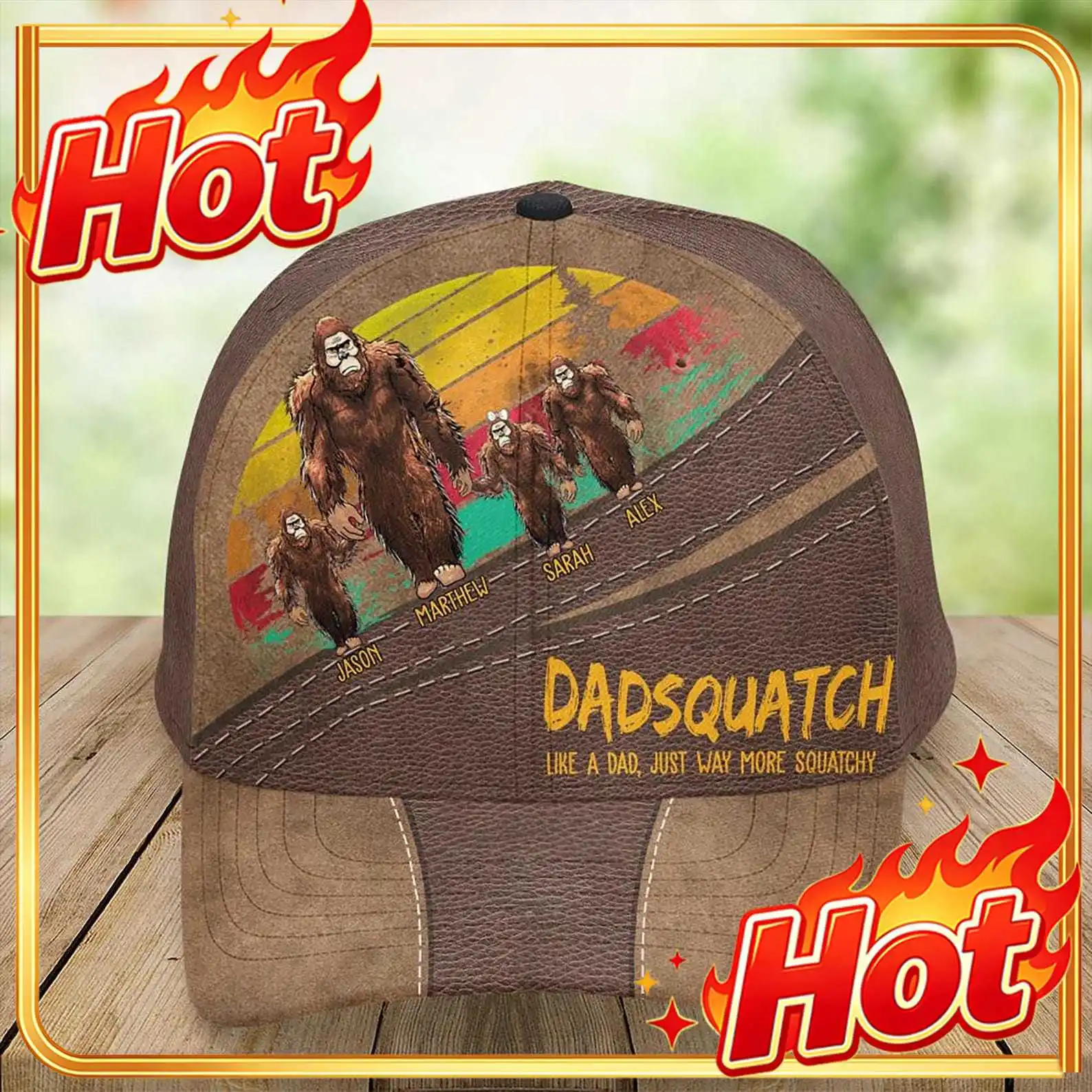 Custom Personalized Dadsquatch Hat, Custom Bigfoot Dad Cap With Kids Names, Funny Father Gift, Vintage Trucker Baseball Cap