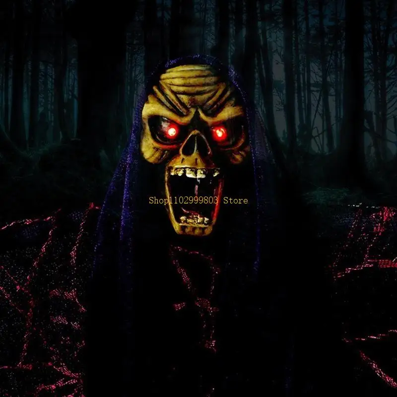 

Glowing Sounding Floating Halloween Decoration Voice Control Light Emitting Sound Horror Mask Hanging J0MF