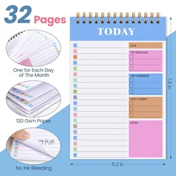 32 Sheets Notebook Stationery Agenda Undated Daily Planner Office Supplies Notepad Discount Journal To Do List 2024/2025