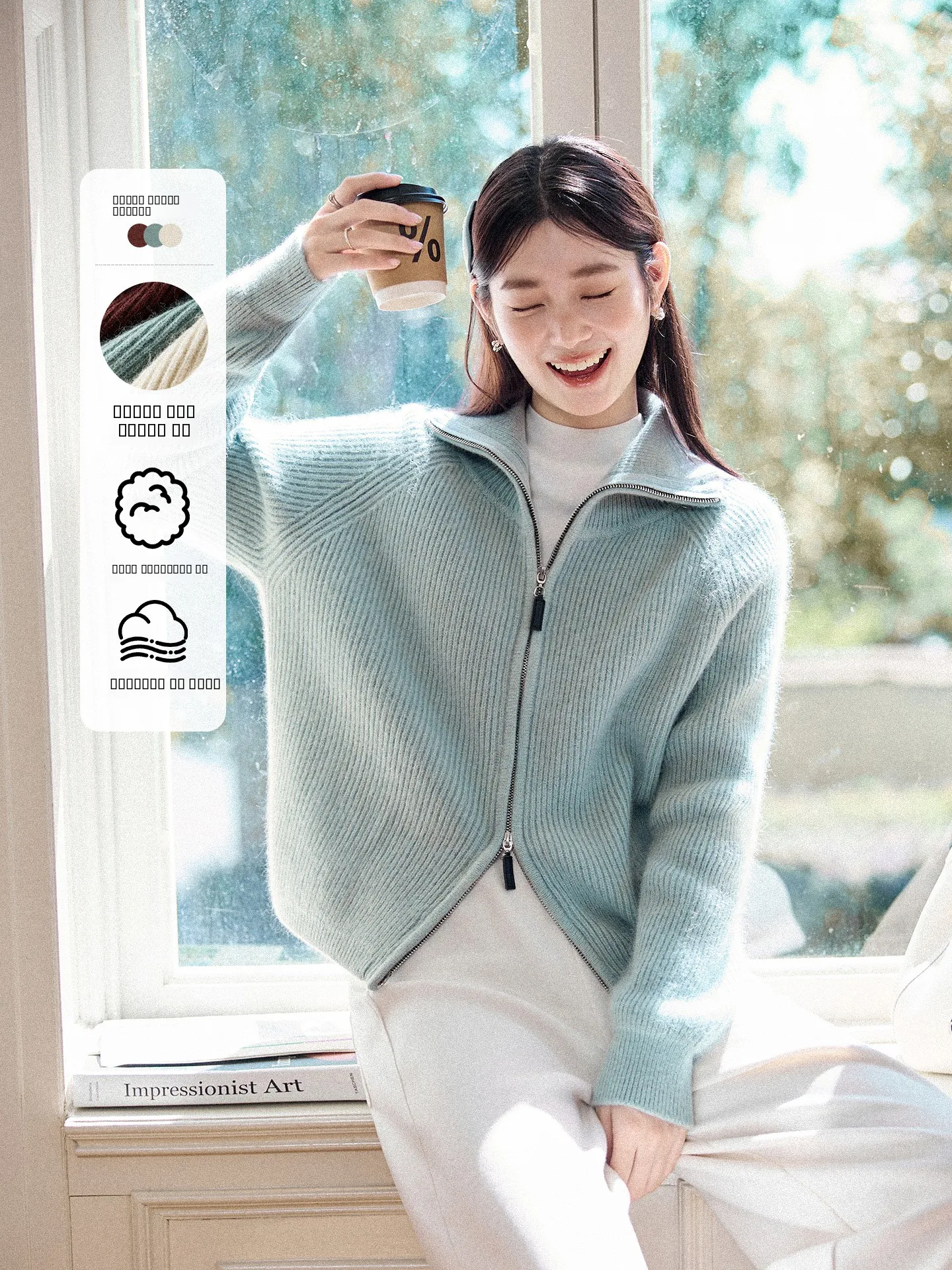 

Свободный вязаный свитер-кардиган синего цвета для женщин, новинка зимы, удобная верхняя одежда с воротником-стойкой от SuBen