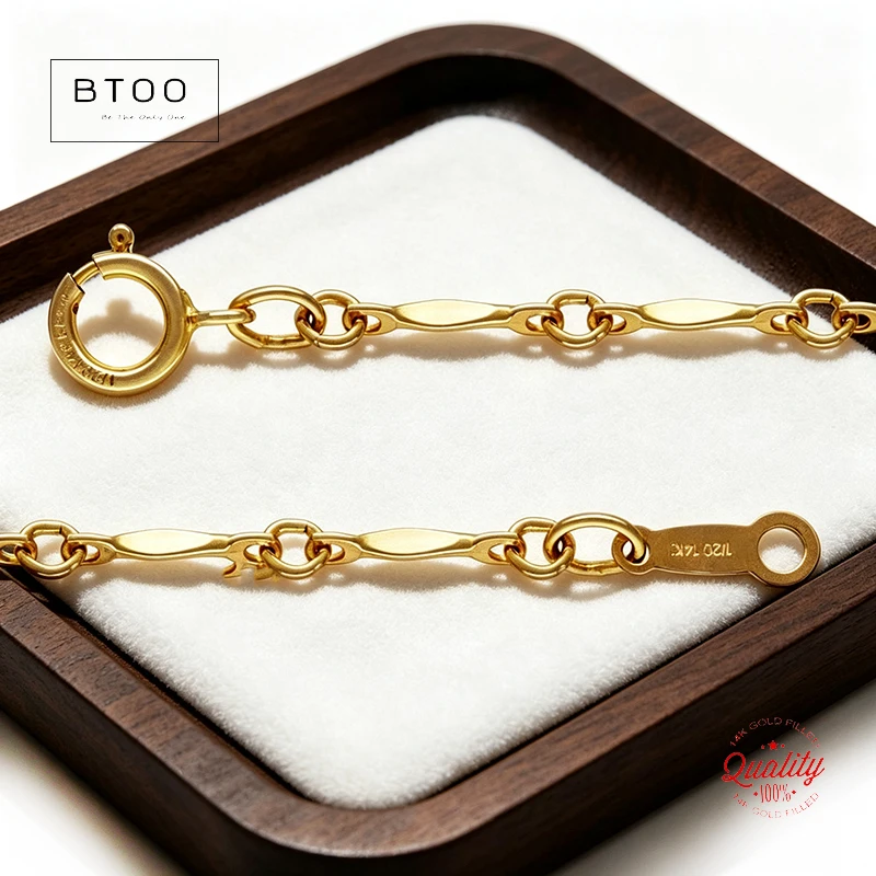 14K Gold Filled Dapped Bar Chain Necklace 1.3MM Chain Necklace Gold Jewelry Minimalist Gold Filled Women Jewelry