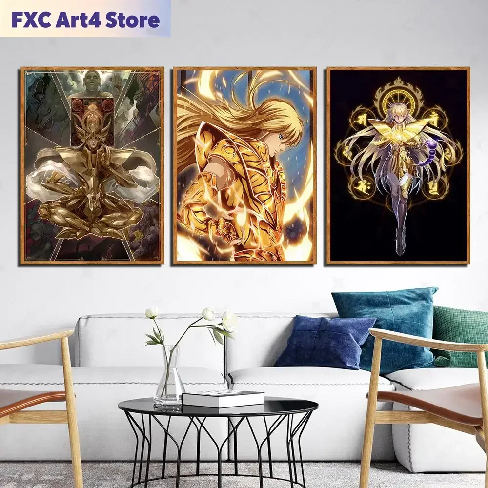 Póster clásico sin marco de anime Saint Seiya, impresiones de dibujos animados japoneses, Caballero de Oro Virgo, pintura en lienzo, arte de pared, cuadro para sala de estar