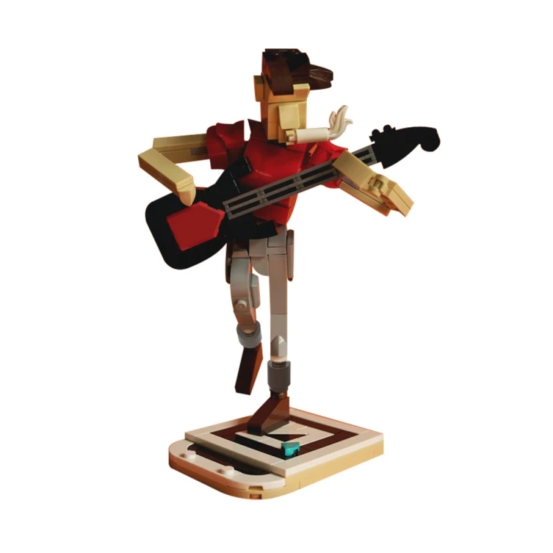 MOC Lead Guitarist Model Building Blocks musica Jazz classica Mini Figure Swing chitarra Action Figure assemblato Brick Toy Gif fai da te