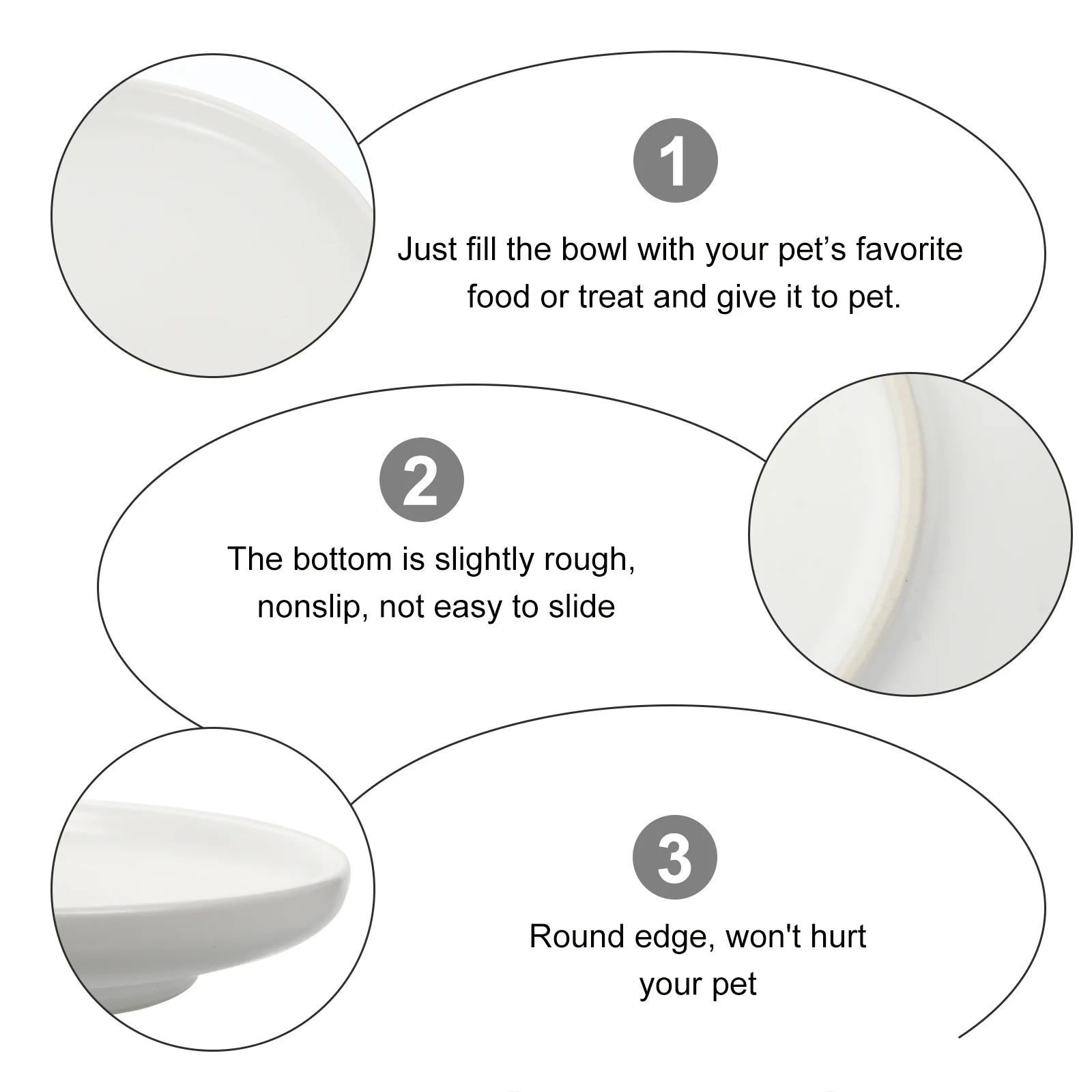 

Ceramic Cat Bowl Scratch Resistant Smooth Surface Shallow Design for Cats Kitten Dish Easy to Wash Reusable Pet Feeding Solution