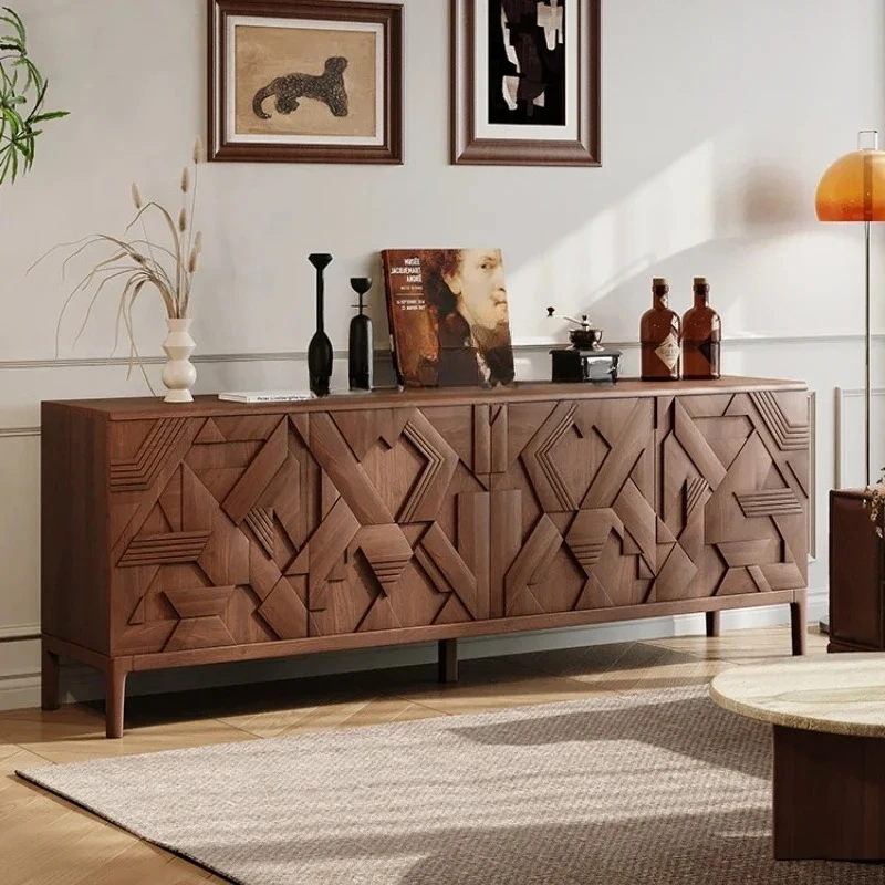 

Nordic simple style solid wood locker bedroom storage cabinet retro carved porch storage side cabinet