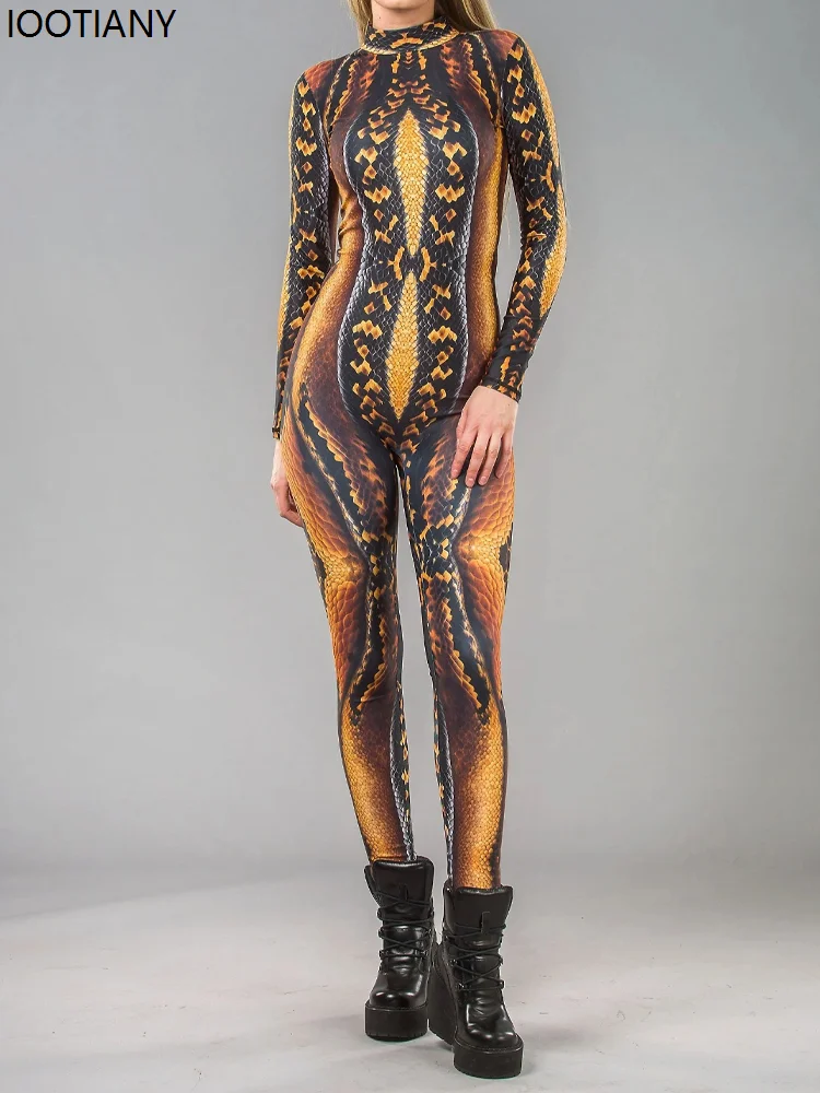 

CosplayHalloween Python Cosplay Jumpsuit Colorful Skeleton Robot Print Bodysuit Carnival Party Zentai Suits Aerial Yoga Monos Mu