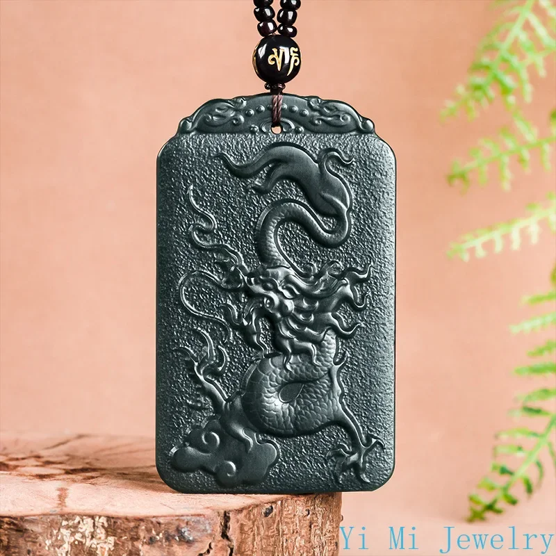 

Authentic Natural Hotan Jade Pendant Black Jade Dragon Pendant Zodiac Jade Pendant High-end Men's and Women's Necklace Pendant