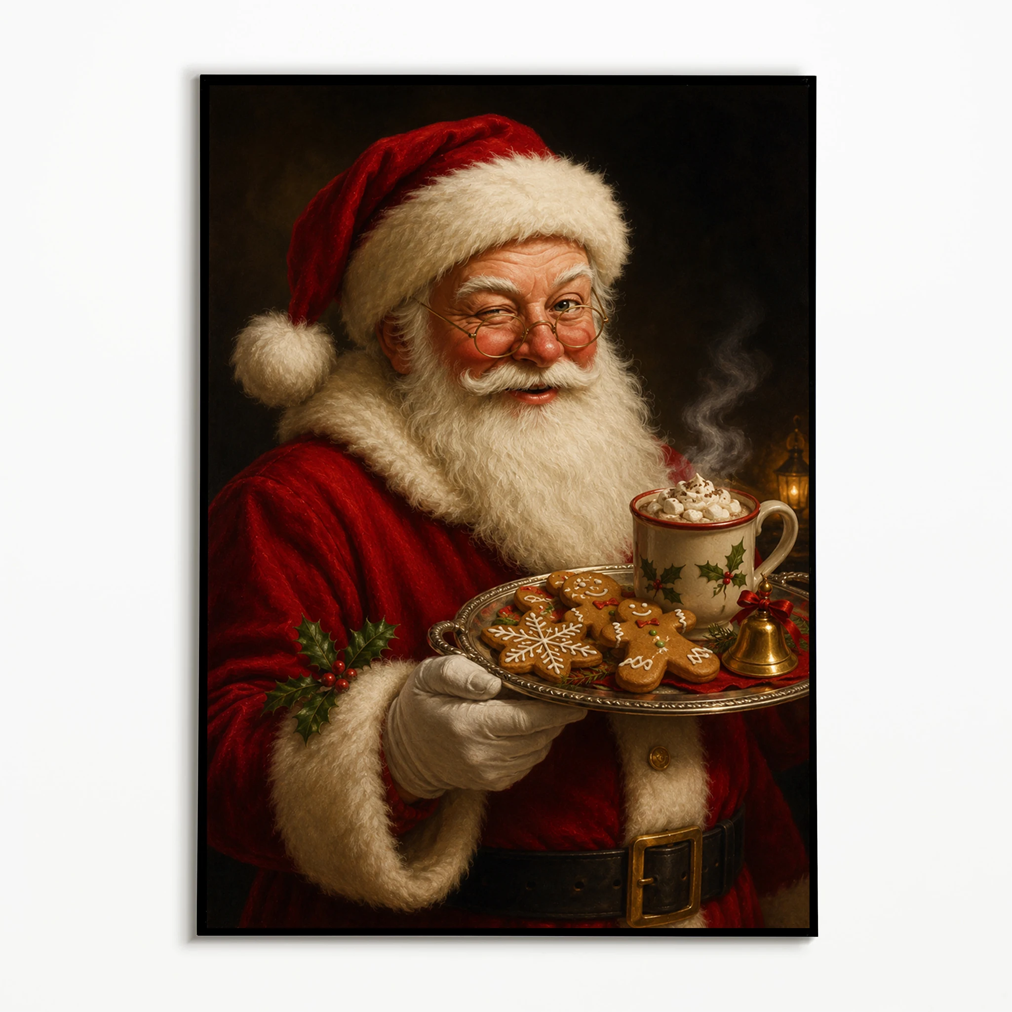 1PC Santa Claus Reindeer Poster Winter Vintage Christmas Wall Art  New Year Canvas Printing Holiday Gift Room Wall Decor