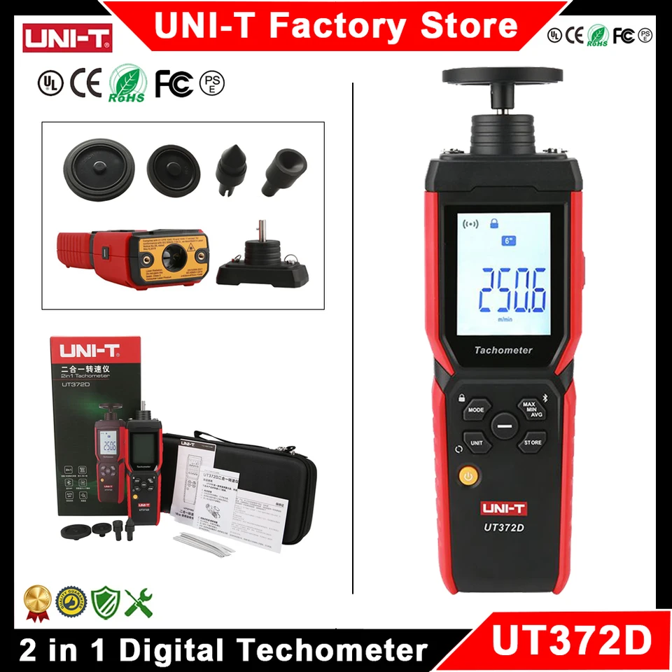 UNI-T UT372D Tachometer Digital RPM Meter 2 in 1 Laser Non-contact