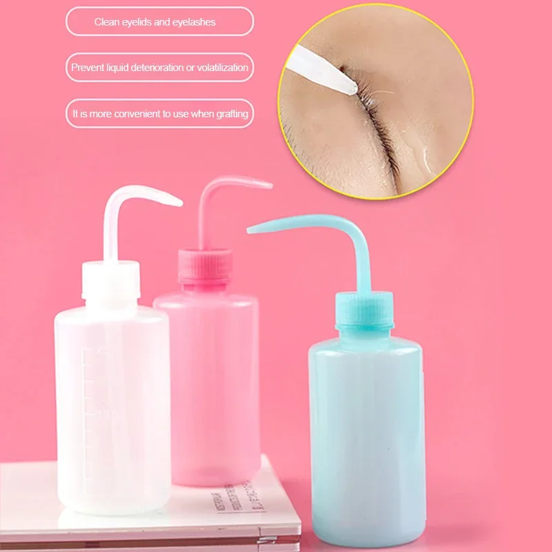 250/500ml Eyelash Cleaning Washing Bottle Curved Spout Cleaner Waterproof Eyebrow Remover Bottle Eyelash Extension Makeup Tool