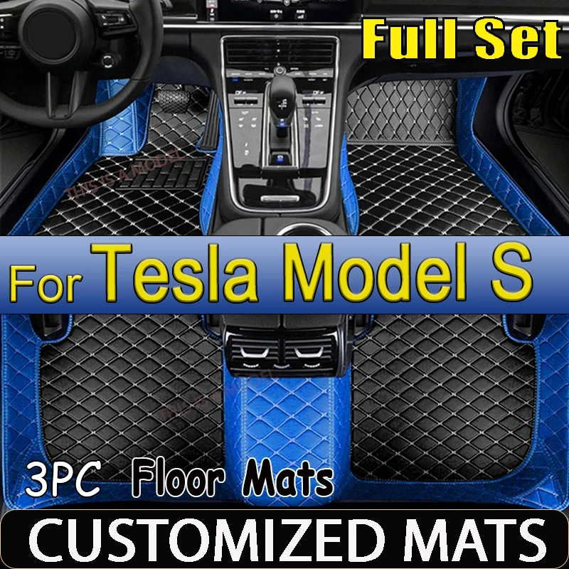 Alfombrillas de coche para Tesla Model S 2012 ~ 2022, alfombra de lujo, piezas interiores de coche, alfombrilla de suelo, juego de alfombrillas de cuero, accesorios para coche, alfombra impermeable