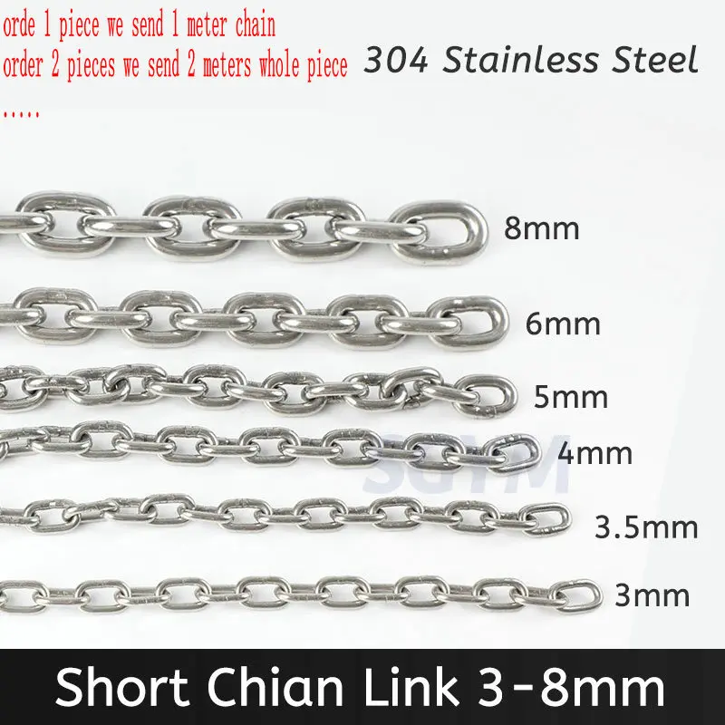

Stainless Steel Short Link Chain 304 Material 3/3.5/4/5/6/8/10mm Diameter Welded Hanging Binding Gourd Lifting Kirin Whip Chain
