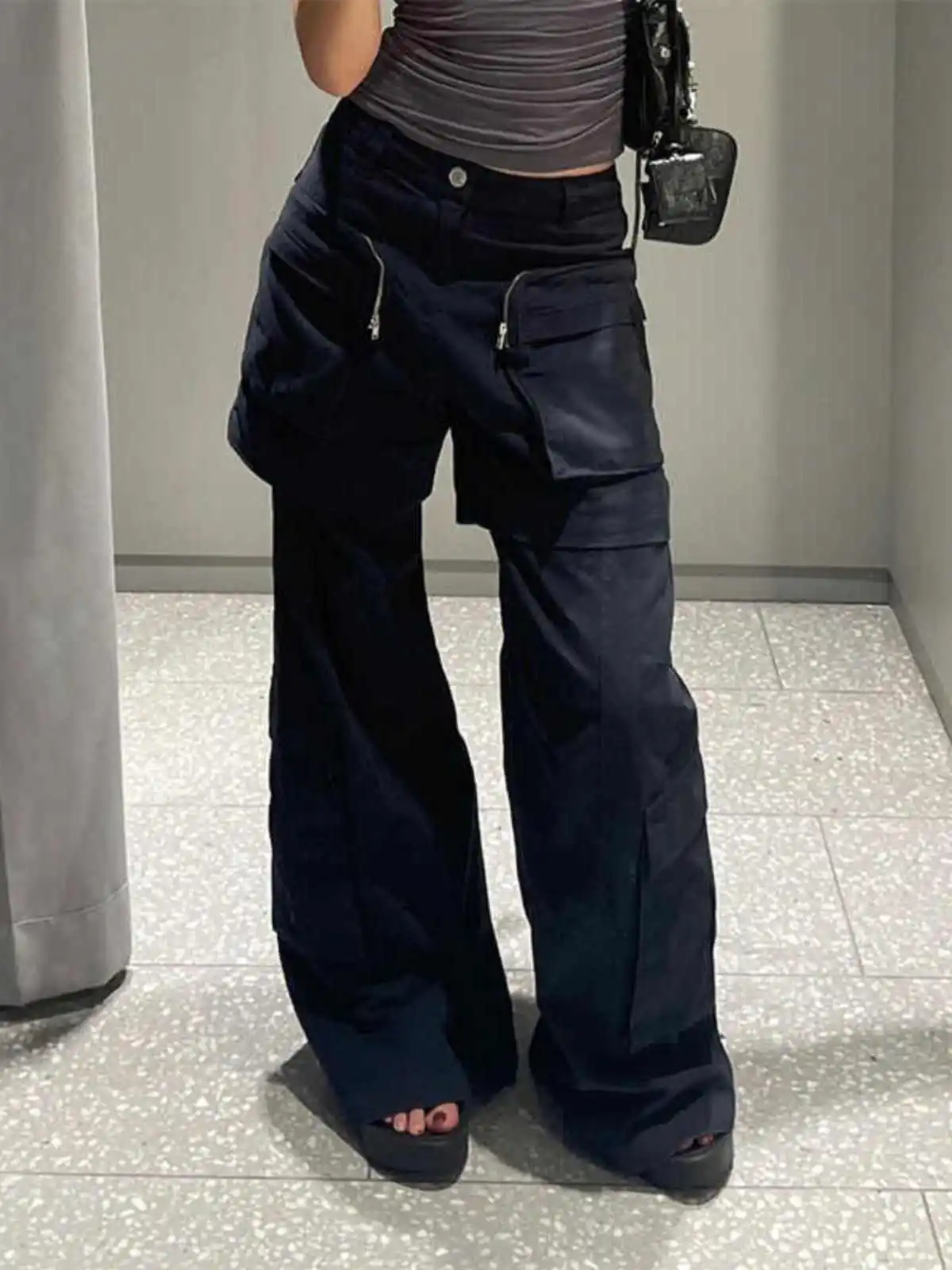 

Женские готические джинсы-бойфренды Y2k в японском стиле 2000-х годов, широкие джинсовые брюки, винтажные мешковатые джинсовые брюки в стиле Харадзюку в стиле гранж