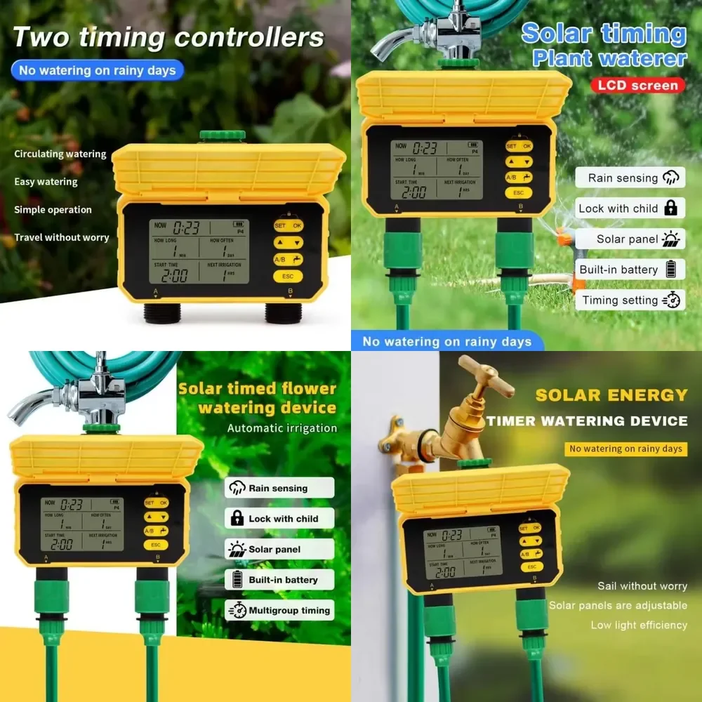 

WAP01 SBT009 Smart Watering Timer Two Outlet Solar Energy Rain Sensor and Child Irrigation Pump Controller