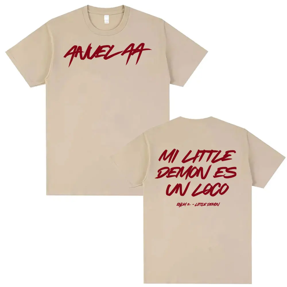 Anuel AA Rhlm 2 Mi Little Demon Es Vn Loco Merch تي شيرت الرجال النساء خمر الهيب هوب المتضخم تي شيرت الشارع الشهير التي شيرت الملابس