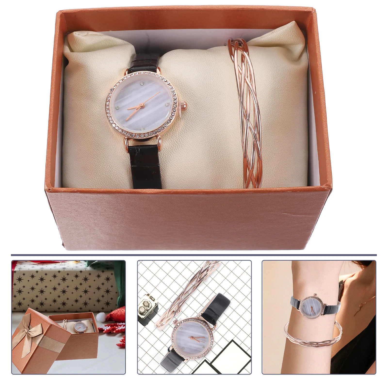 1Set Delicate Female Quartz Watch Chic Alloy Case Elegant Wristwatch for Ladies Comfortable Adjustable Strap Student Gift Watch