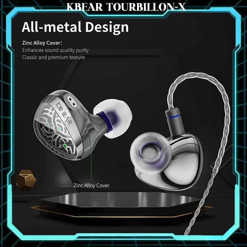 

NEW KBEAR TBX Tourbillon X IEMS in-Earphone Wired Headphones 10mm CVD-Coated Carbon Fiber Diaphragm Deep BassGaming Headset