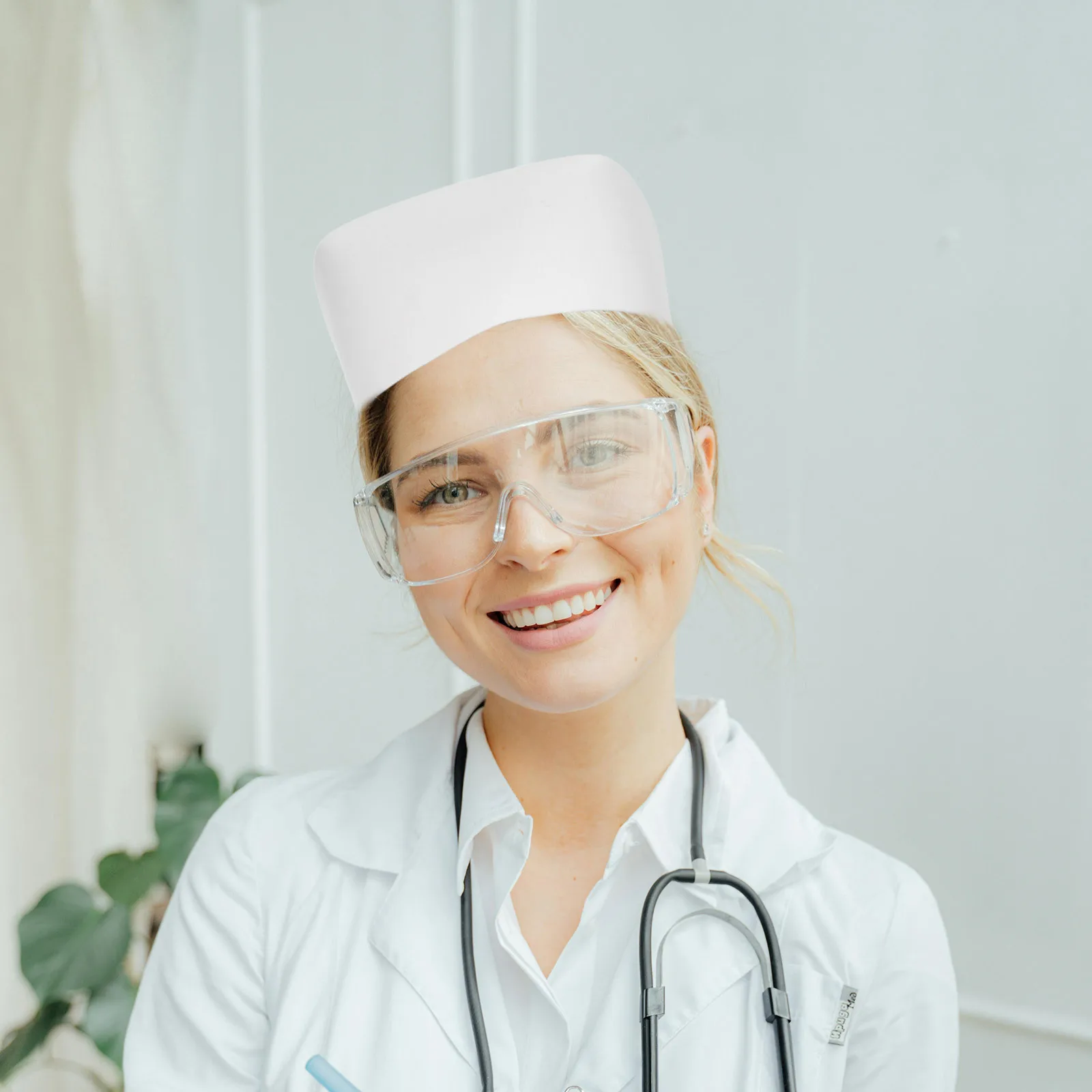 Dames verpleegstershoed kostuumaccessoire witte ademende pet hoofdband voor rollenspel uniform lichtgewicht ontwerp