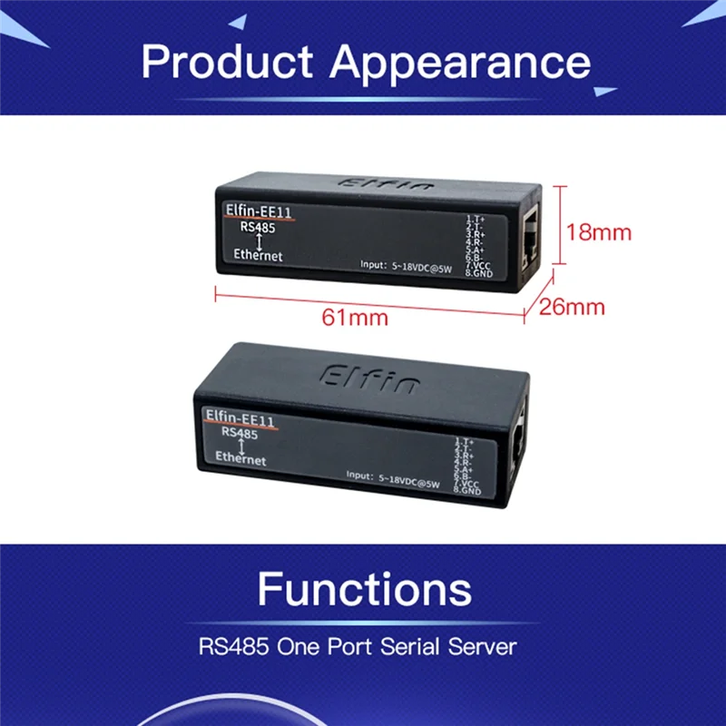 Puerto serie RS485 a dispositivo Ethernet Módulo de servidor IOT Elfin-EE11A compatible con protocolo Modbus TCP