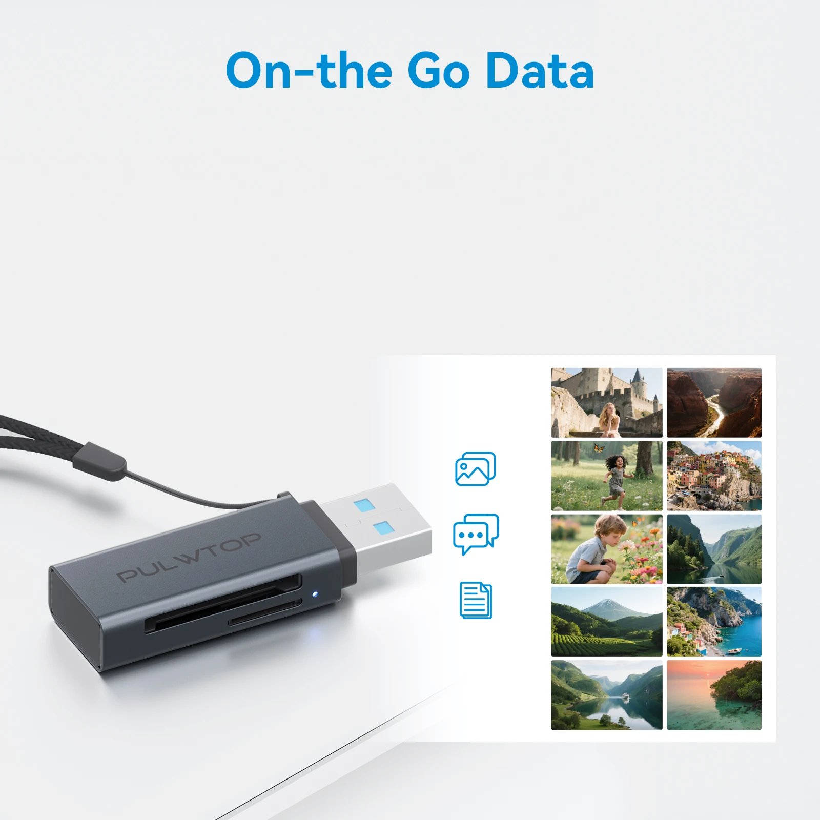 PULWTOP USB SD Card Reader, USB 3.0 Memory Card Reader for SD/Micro SD/UHS-I/SDXC/SDHC/TF, Compatible with Windows and Mac OS