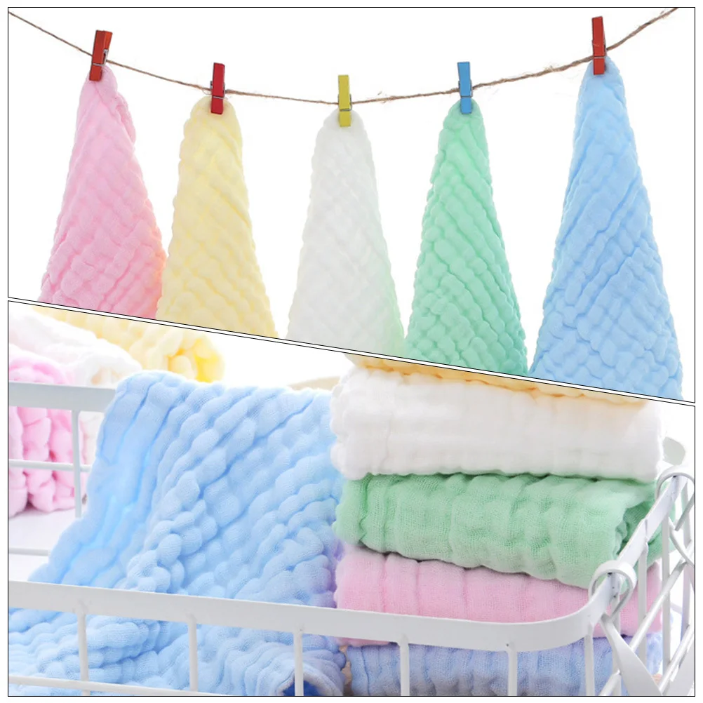 

5Pcs Cotton Baby Bibs Soft Absorbent Newborn Drool Towels for Feeding Burp Cloth Machine Washable Kids Square Saliva Wipes