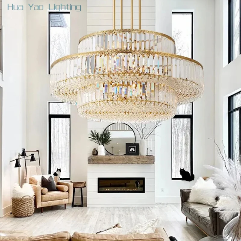 Luxury Gold  House Renovated Clear Crystal Chandelier Designer Living Room Dining Table Classic High-end Lights Lampa Vintage