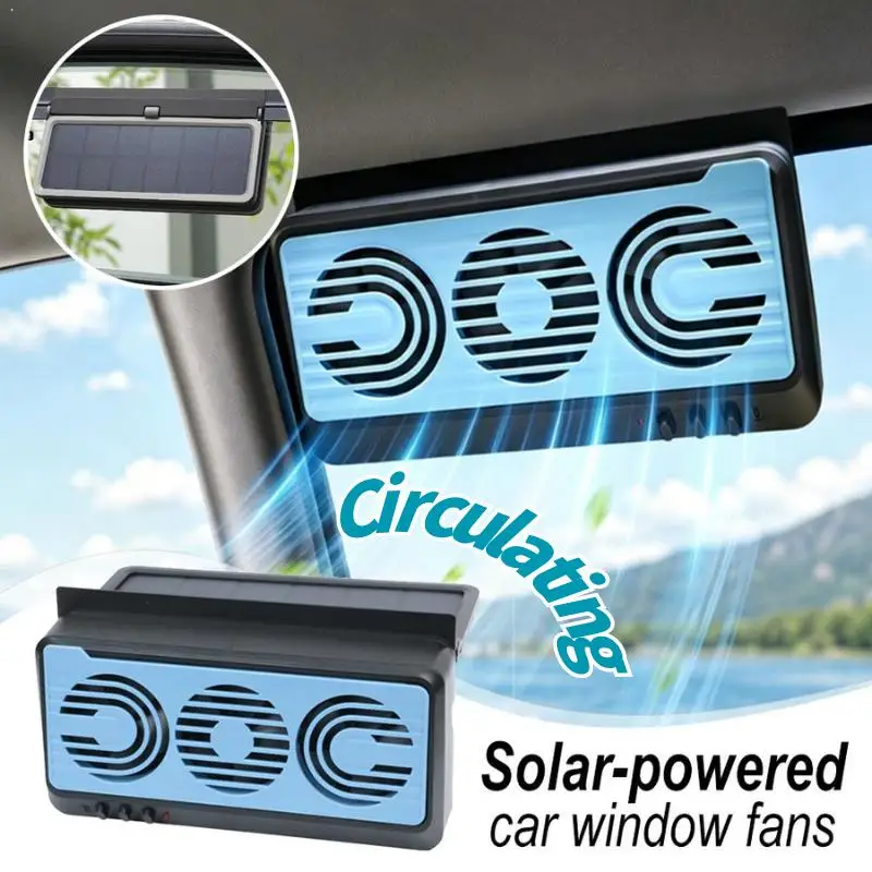 Car Exhaust Fan Solar Powered 3 Fans Design Auto Ventilation Cooler Vehicle Heat Dissipation Air Circulation Fan Car Accessory