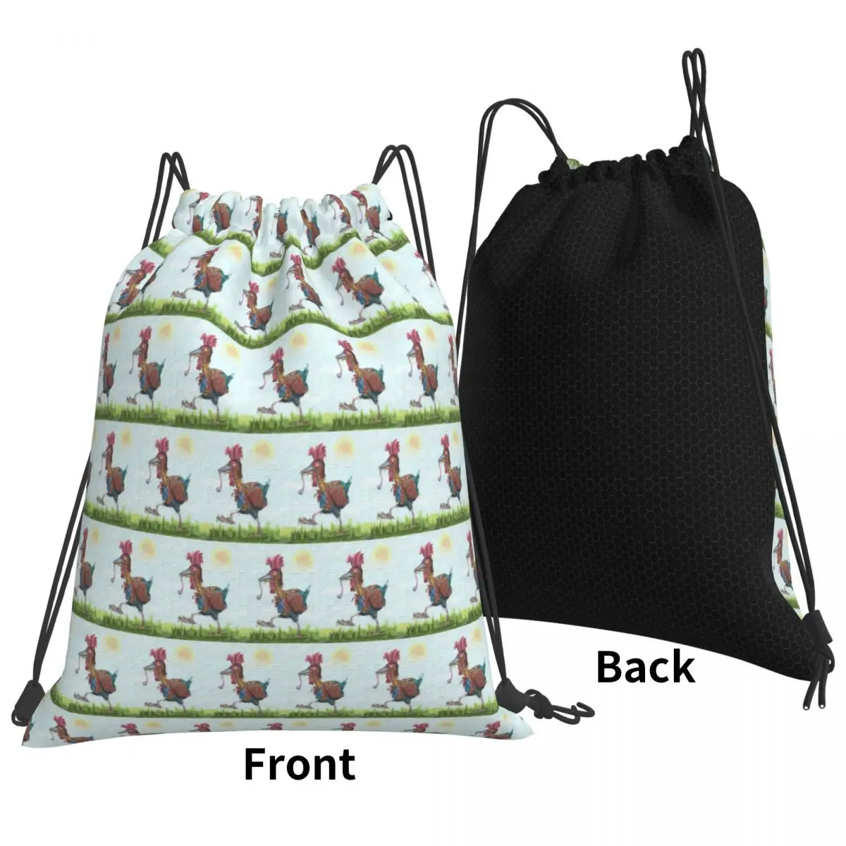 Rooster And Worm A0513 Backpacks Fashion Drawstring Bundle Pocket Sports Bag Book Bags for Man Woman Students