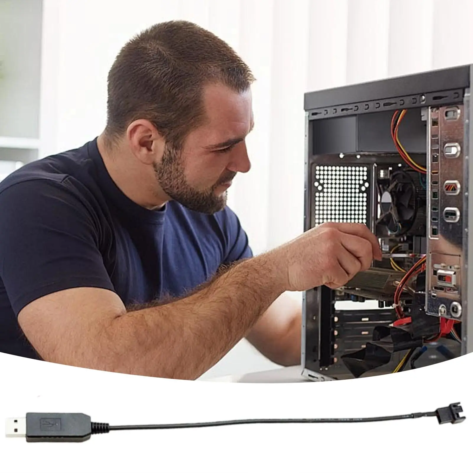 

Адаптер вентилятора корпуса 3-контактный/4-контактный USB-конвертер ШИМ Корпус вентилятора повышающий адаптер для ПК Компьютер Настольная система охлаждения Обслуживание автомобиля